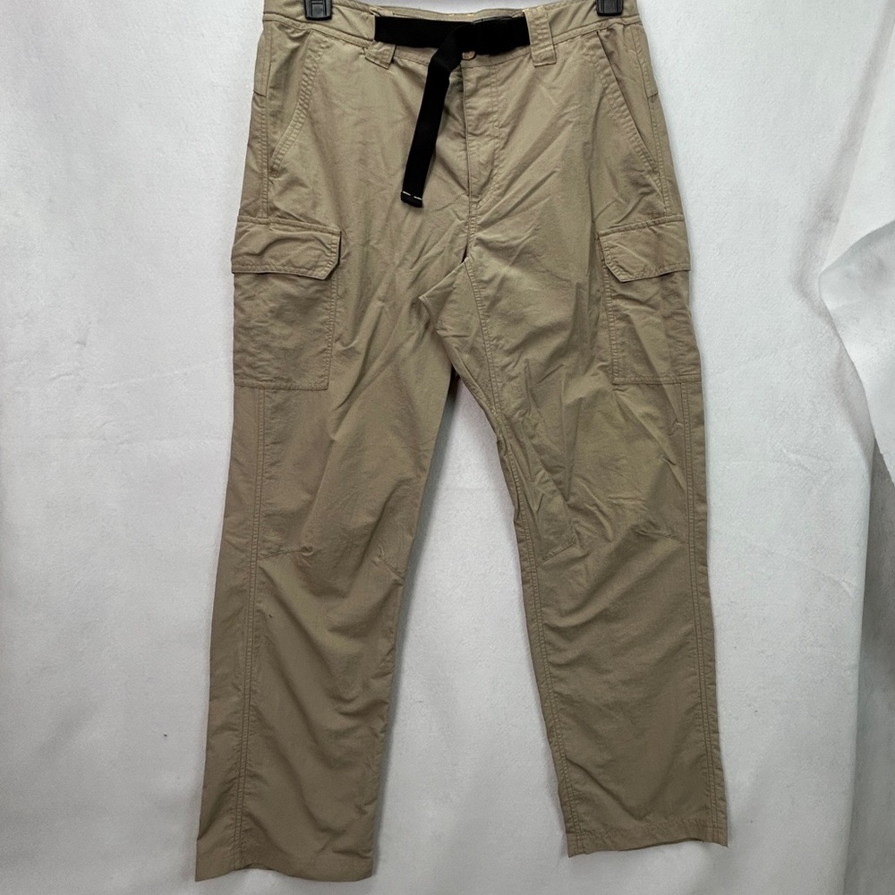 505 - Eddie Bauer Men’s Khaki Tan Pants side 34 x 32, Belt Included - Picture 1 of 15